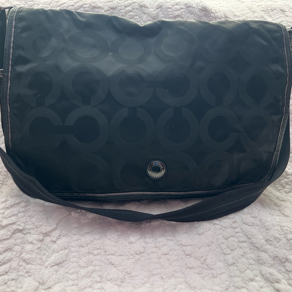 Coach Black Signature Messenger Baby Bag